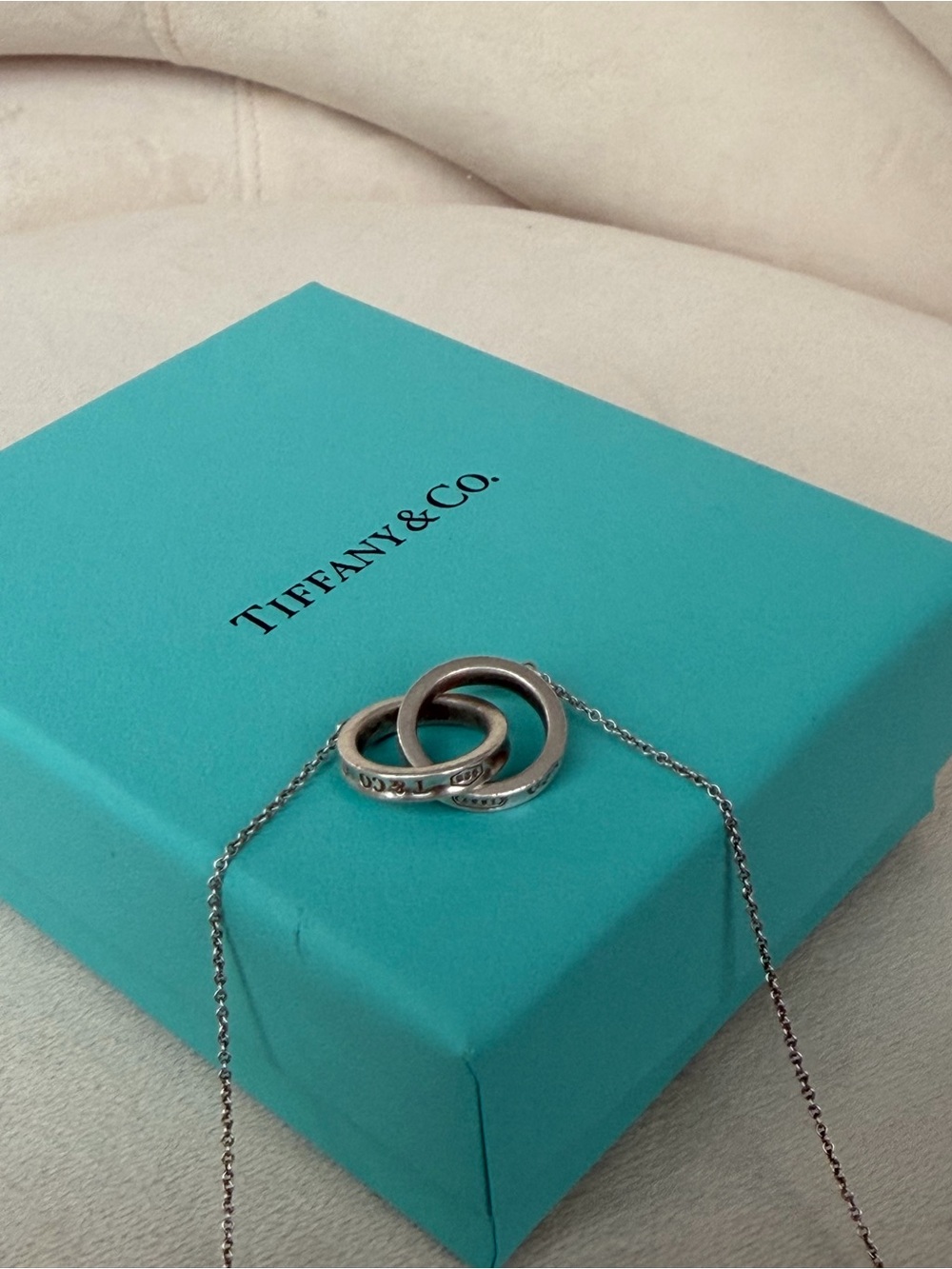 Tiffany & Co. Double Interlocking Ring Necklace in Silver
